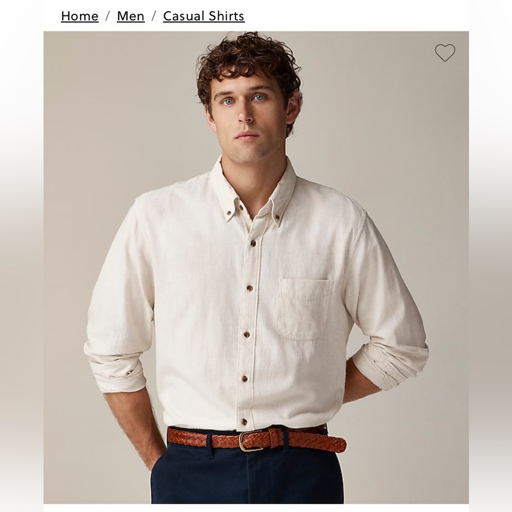 J.Crew Men's Cream Brushed Twill Shirt